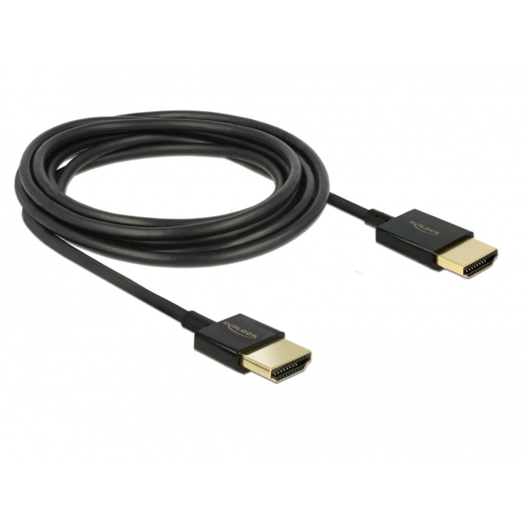 Kabel HDMI(m)=>HDMI(m) v2.0 0,25m UltraHD 4 K pozlačeni kontakti Delock (85117)