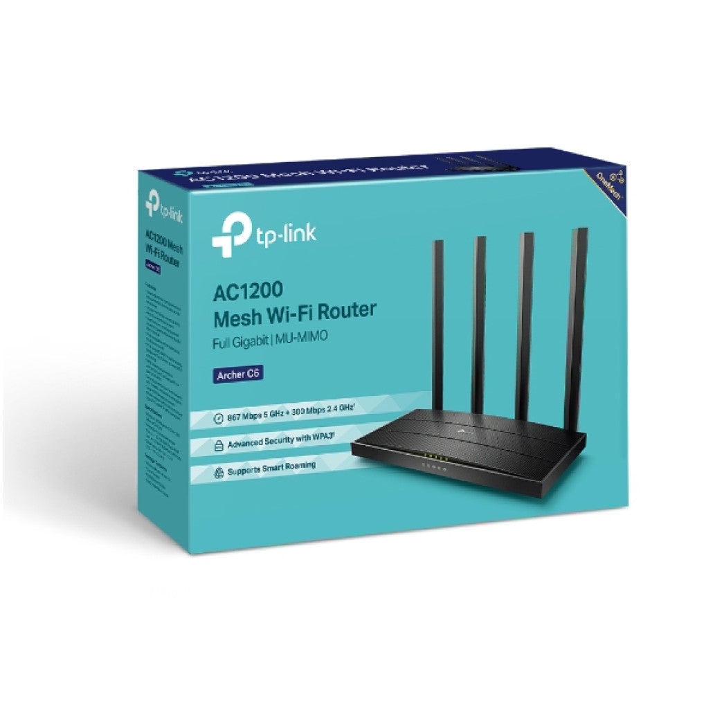 Usmerjevalnik brezžični TP-Link WiFi5 802.11ac AC1200 867Mbit/s dualband MU-MIMO 4xLAN 4x antena (ARCHER C6 V3.2)