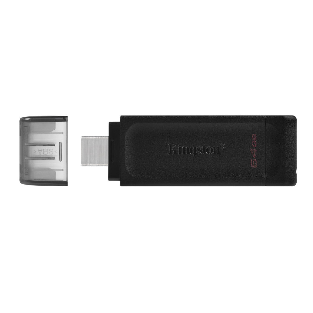 Spominski ključek 64GB USB-C Kingston DT70 - plastičen/s pokrovčkom/črn (DT70/64GB)