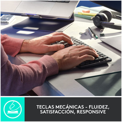 Tipkovnica brezžična + Bluetooth Logitech MX Mechanical MINI UK | SLO gravura grafitna LED osvetlitev (920-010780)