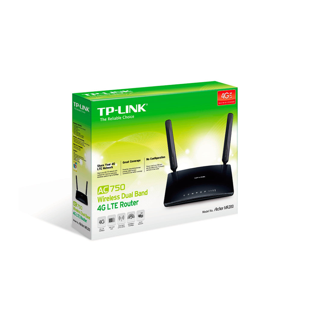 Usmerjevalnik brezžični TP-Link WiFi5 802.11ac AC750 433Mbit/s 3G/4G dualband 4xLAN 2x antena (Archer MR200)