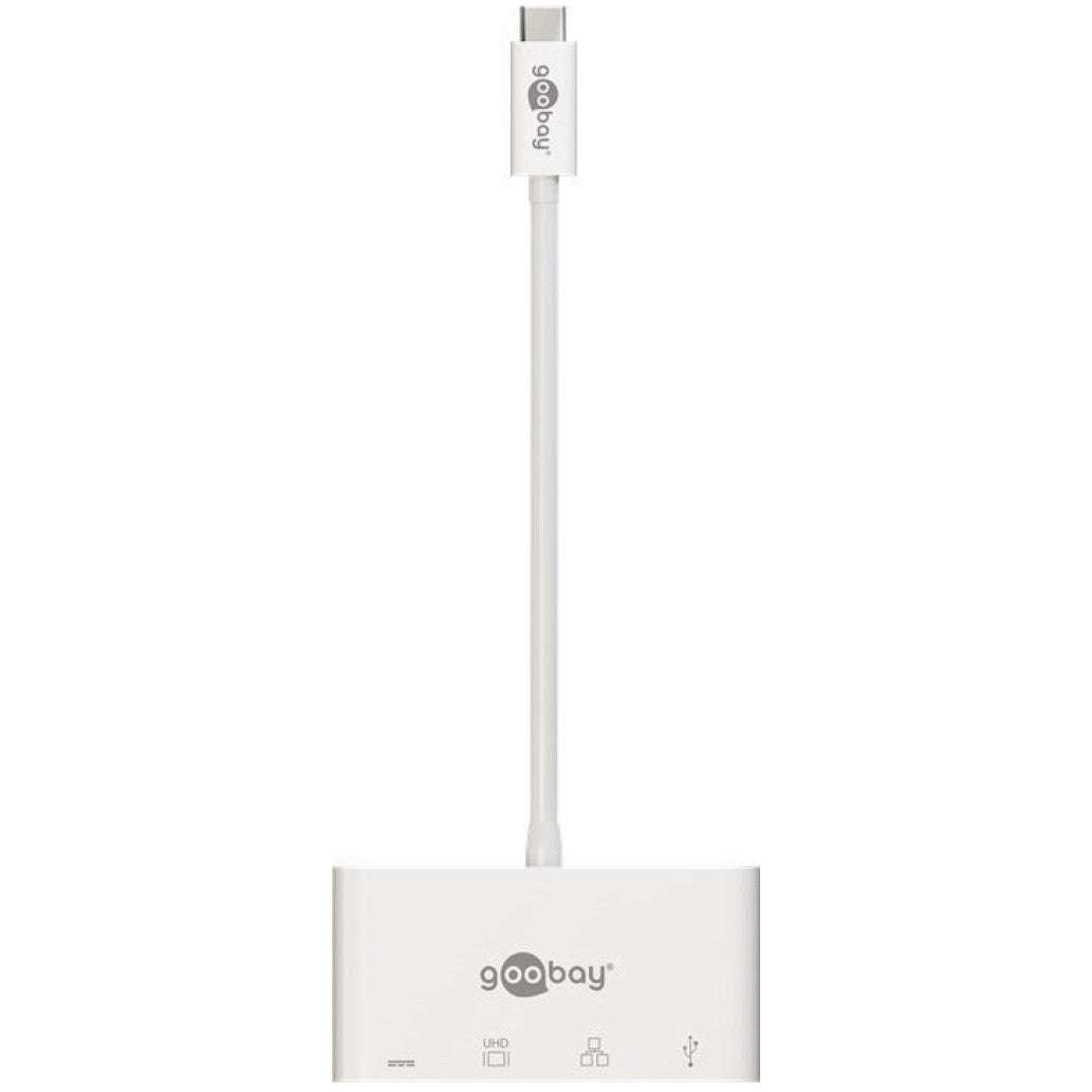 Priklopna postaja USB-C => HDMI ETH LAN 1x USB 3.0 1x USB-C PD 60W Goobay bel (62105)