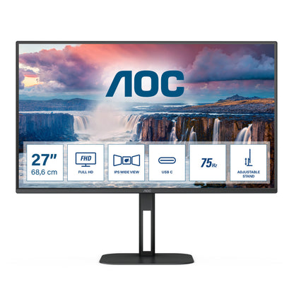 Monitor AOC 68,6 cm (27,0") 27V5C 1920x1080 75Hz IPS 1ms HDMI DisplayPort USB-C 65W 4xUSB3.2 Zvočniki  3H FreeSync