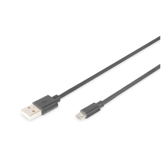 Kabel USB-A => micro USB 1,0m (za mobitele) dvojno oklopljen Digitus (AK-300110-010-S)