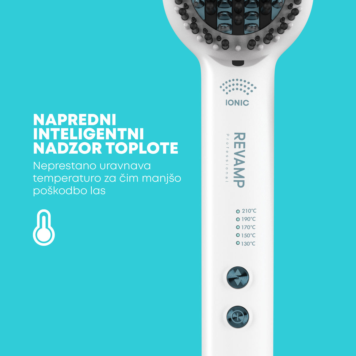 REVAMP PROGLOSS DEEPFORM CERAMIC STRAIGHTENING BRUSH - BR-1850 KRTAČA - BELE BARVE