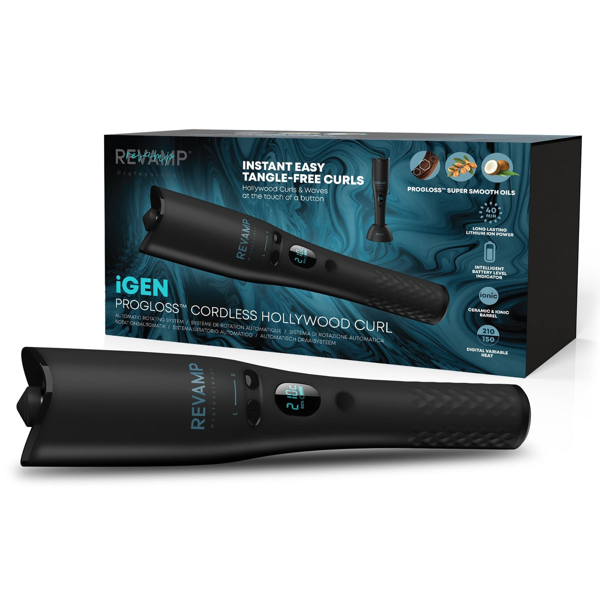 REVAMP iGEN PROGLOSS CORDLESS HOLLYWOOD CURL AUTOMATIC ROTATING CURLER - CL-2750