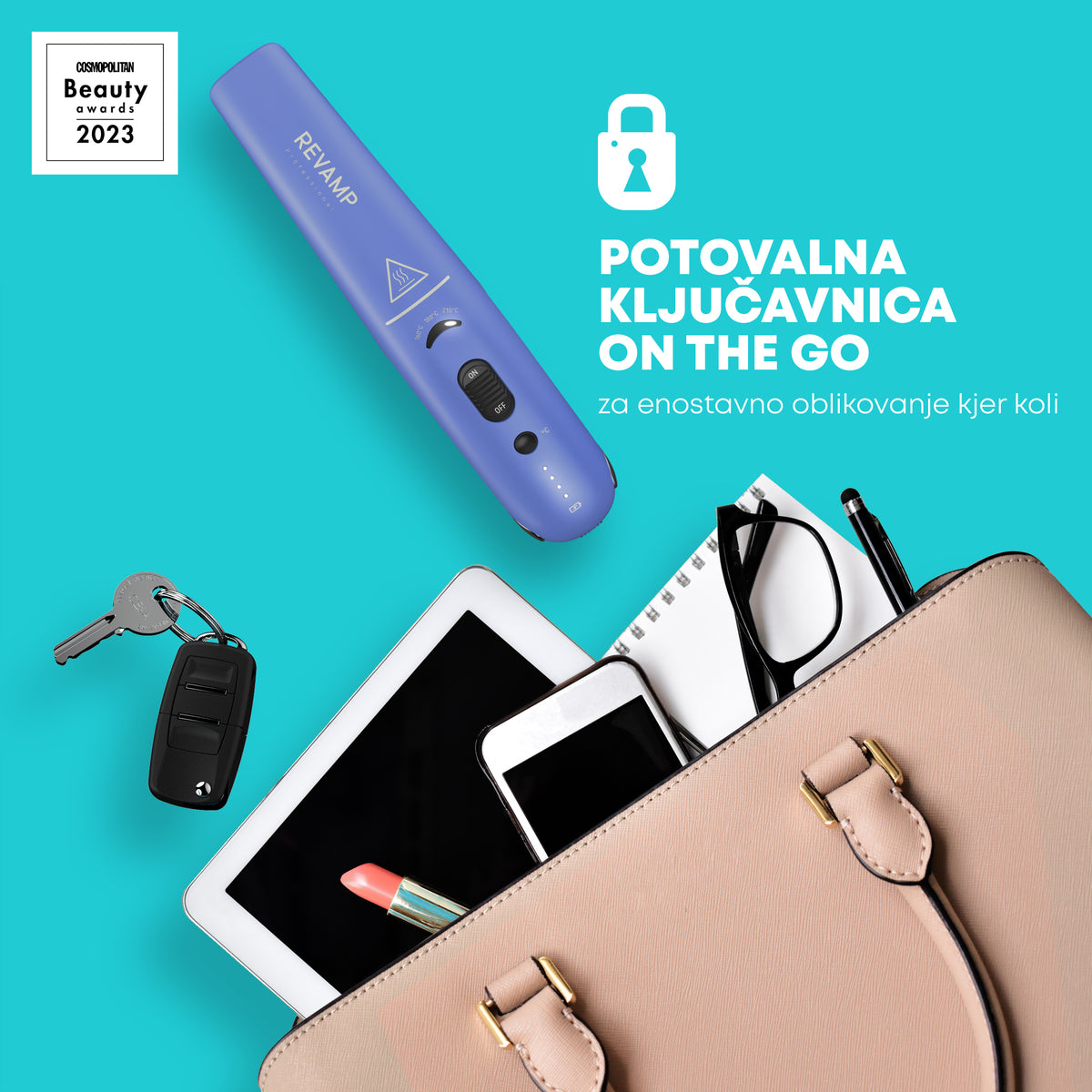 REVAMP PROGLOSS LIBERATE CORDLESS COMPACT ST-1700 BREZŽIČNI LIKALNIK ZA LASE - VIJOLIČNE BARVE
