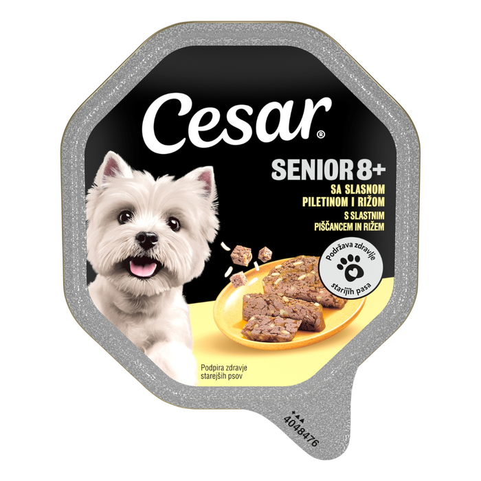 CESAR Senior, aluminijasta posodica, piščanec in riž, 150g