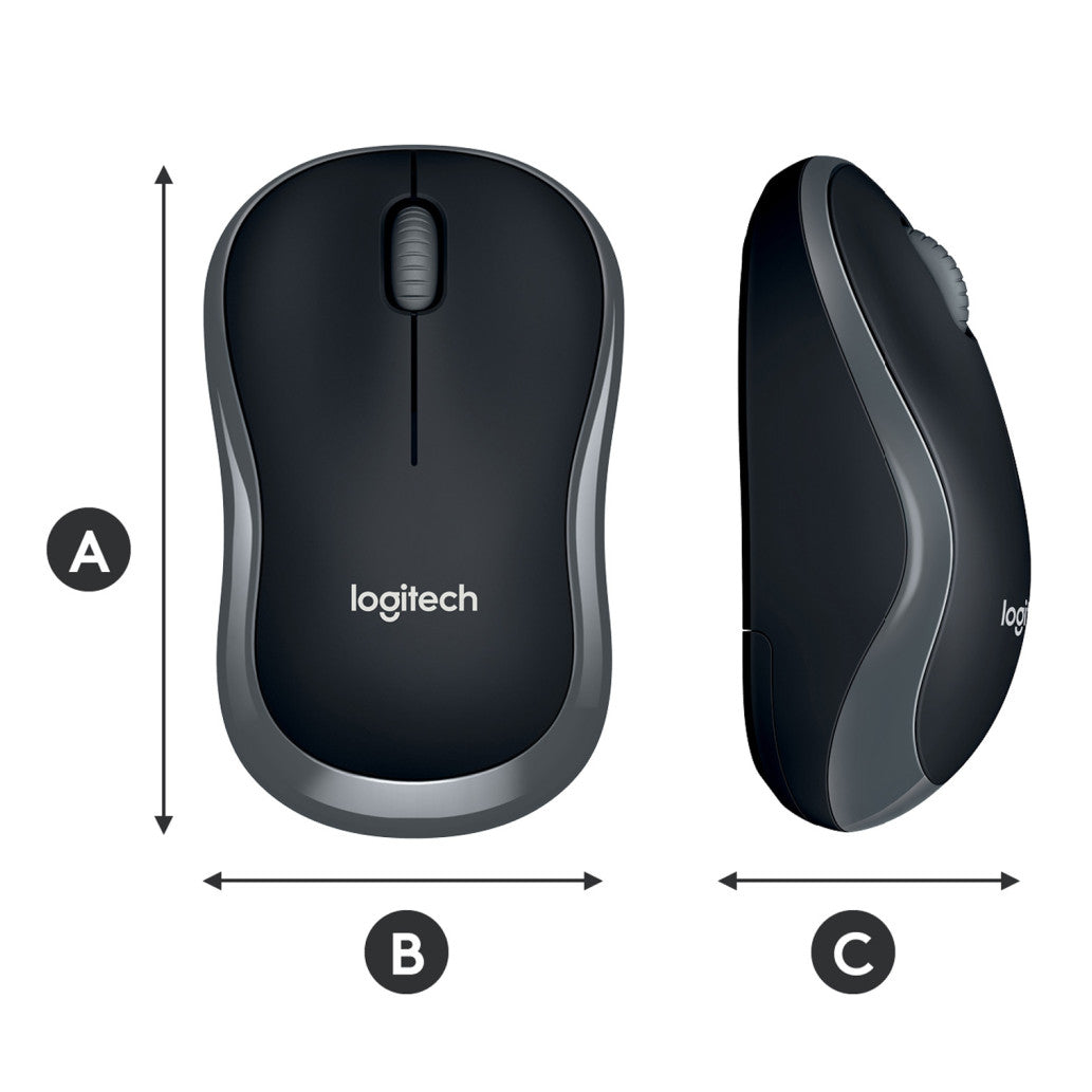 Miš Logitech brezžična M185 za notesnike siva nano (910-002235)