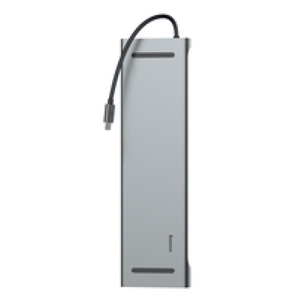 Priklopna postaja USB-C => 3x USB 3.0 tip A USB-C PD 60W 2x HDMI VGA microSD/SD/MMC RJ45 AUX Baseus Enjoyment Series srebrn (CATSX-G0G)