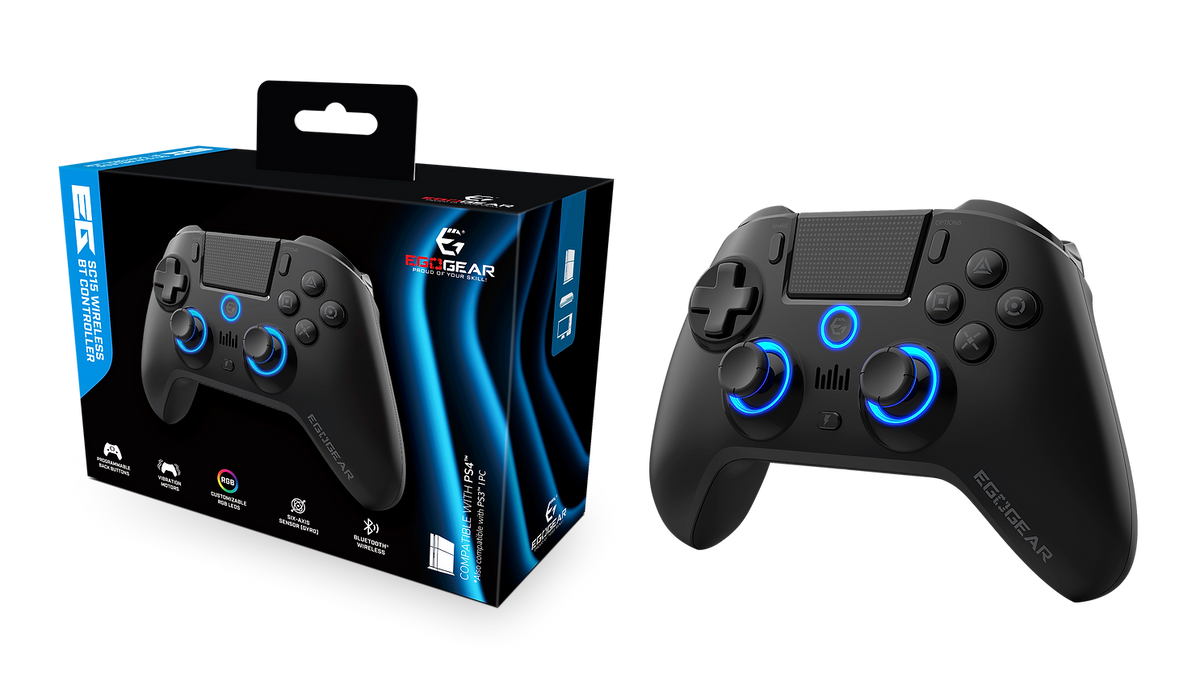 EGOGEAR SC15 BREZŽIČNI RGB KONTROLER ZA PS4, PC, PS3 - ČRNE BARVE