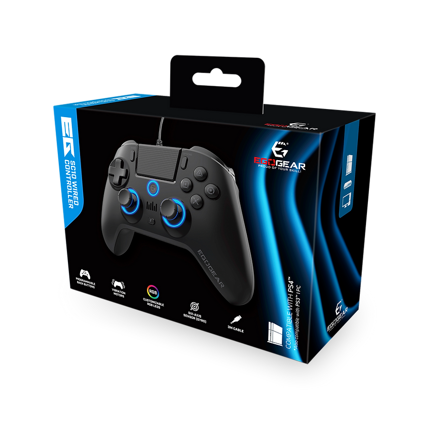 EGOGEAR SC10 RGB KONTROLER ZA PS4, PC, PS3 - ČRNE BARVE
