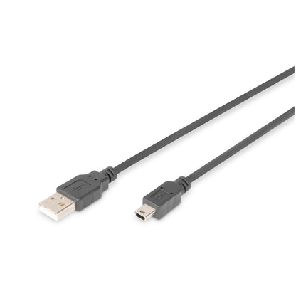 Kabel USB A => B Mini 5pin 3,0m dvojno oklopljen črn Digitus (AK-300108-030-S)