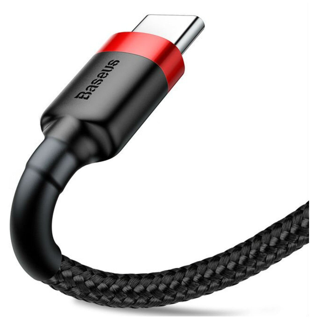 Kabel USB-C => USB-A 2.0 tekstil ovoj 2,00m 5V/2A QC3 Baseus črn/rdeč (CATKLF-C91)