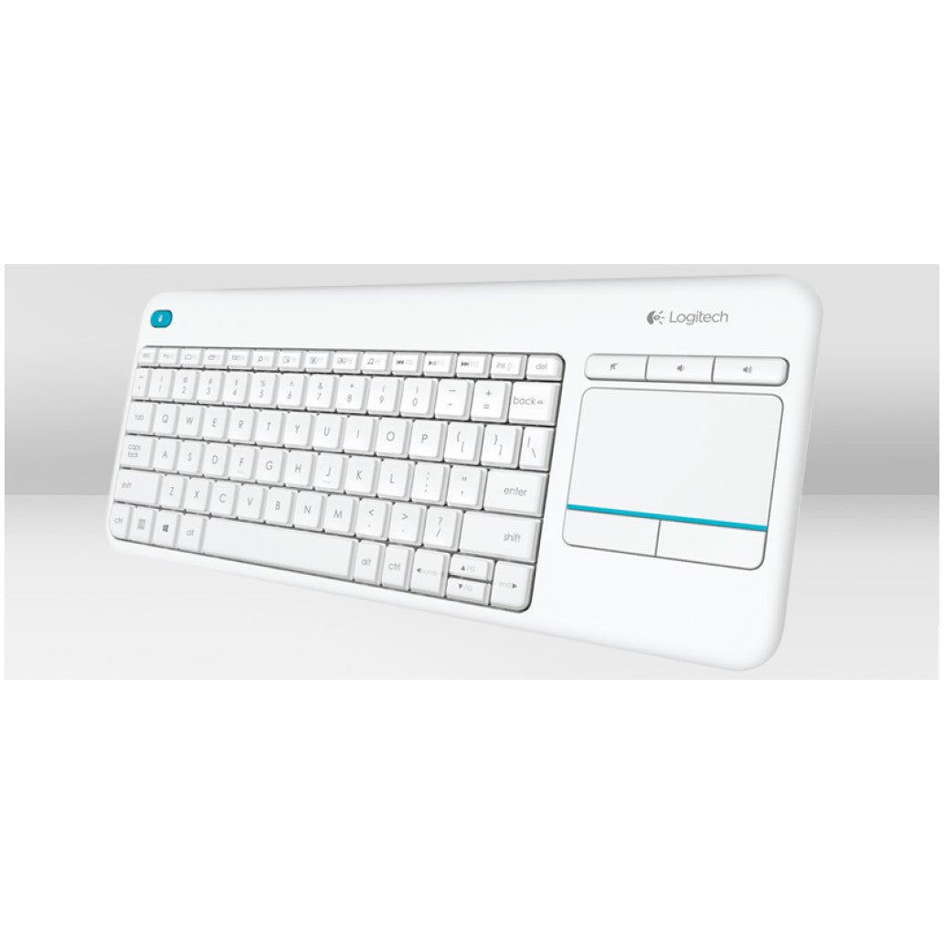 Tipkovnica brezžična Logitech K400 Plus US | bela + Touchpad (920-007128)