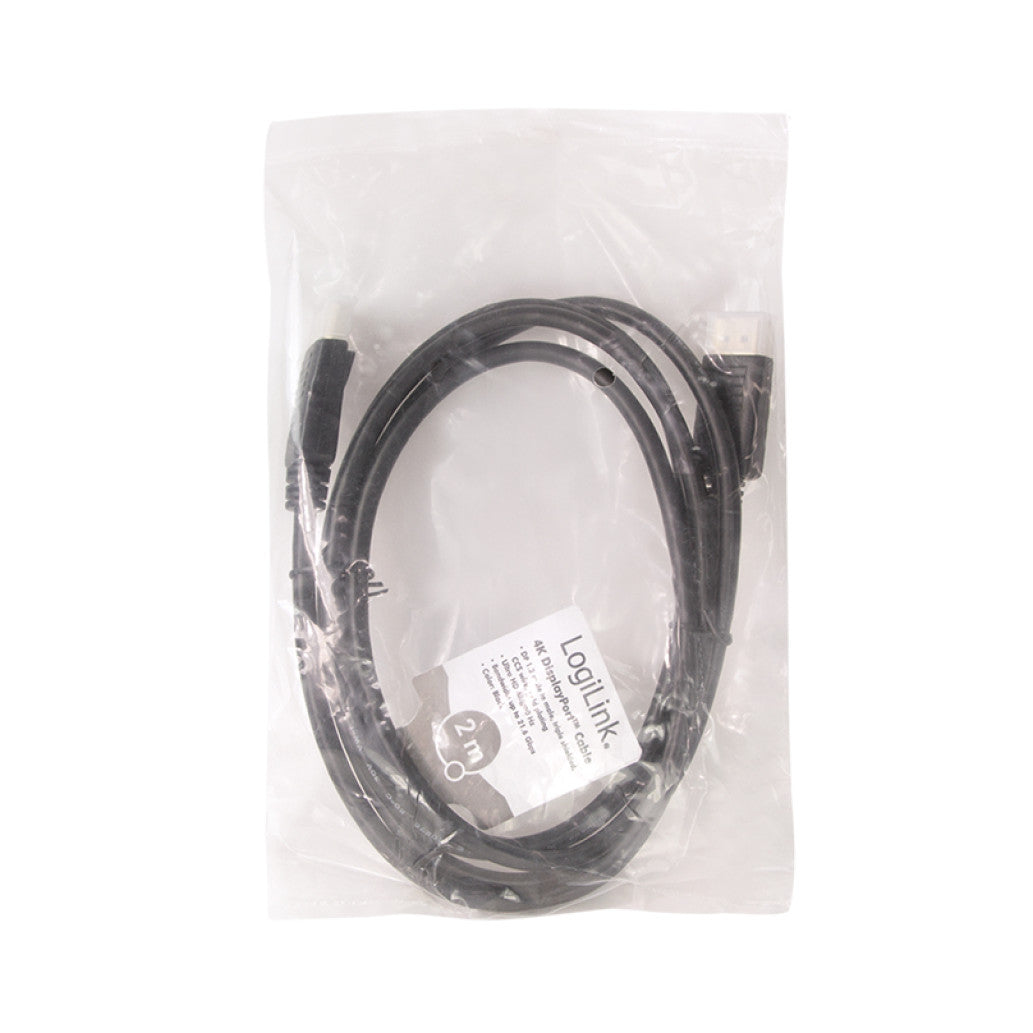 Kabel DisplayPort(m)=>DisplayPort(m) v1.2 2,00m 4K/60Hz CCS pozlačeni konektorji črn LogiLink (CD0101)