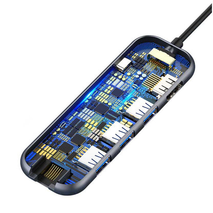 Priklopna postaja USB-C => 3x USB 3.0 tip A 1x USB-C PD 60W 1x HDMI 4K@30Hz 1x RJ45 Giga Baseus (CAHUB-DZ0G)