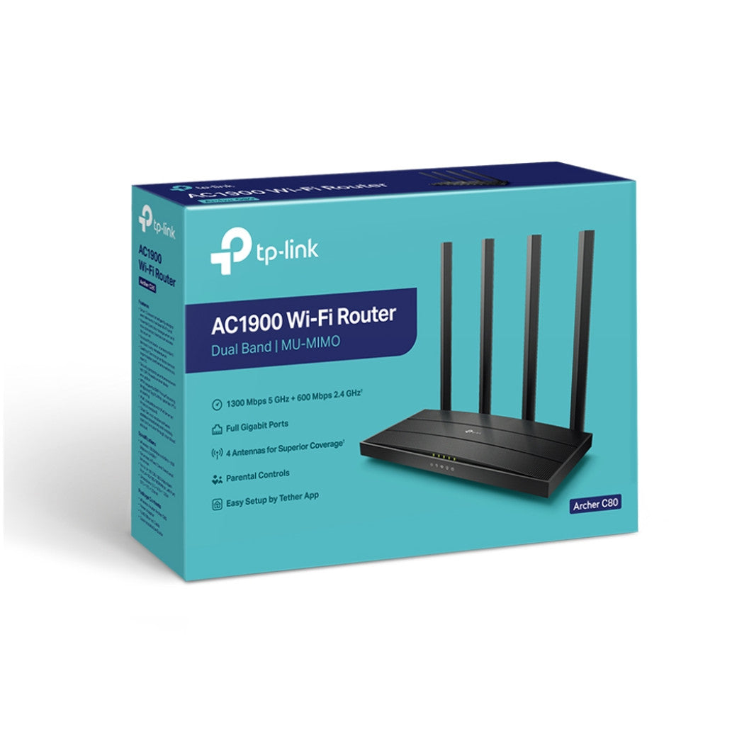 Usmerjevalnik brezžični TP-Link Archer WiFi5 802.11ac AC1900 1300Mbit/s dualband MU-MIMO 4xLAN 4x antena (Archer C80)