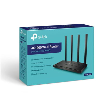 Usmerjevalnik brezžični TP-Link Archer WiFi5 802.11ac AC1900 1300Mbit/s dualband MU-MIMO 4xLAN 4x antena (Archer C80)