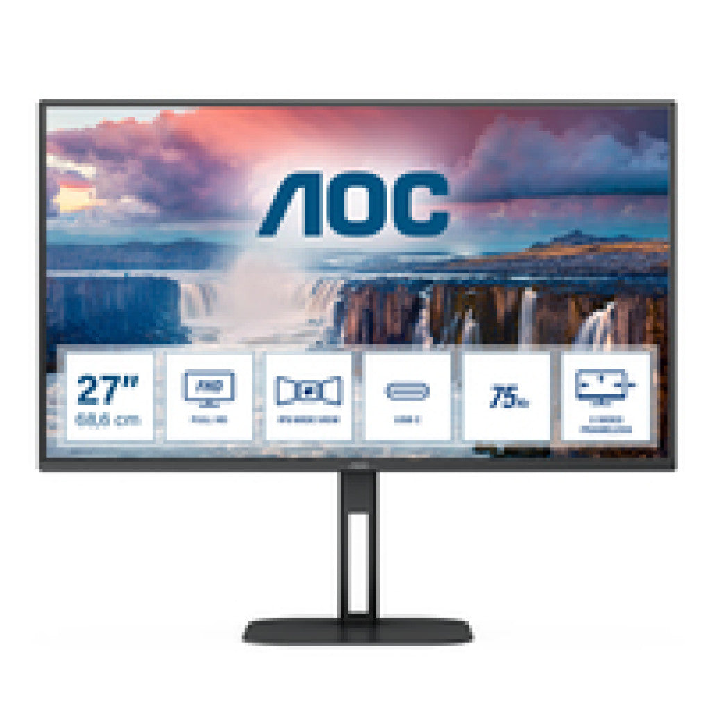 Monitor AOC 68,6 cm (27,0") 27V5CE 1920x1080 75Hz IPS 1ms HDMI USB-C 65W 4xUSB3.2 Zvočniki  3H sRGB123% FreeSync