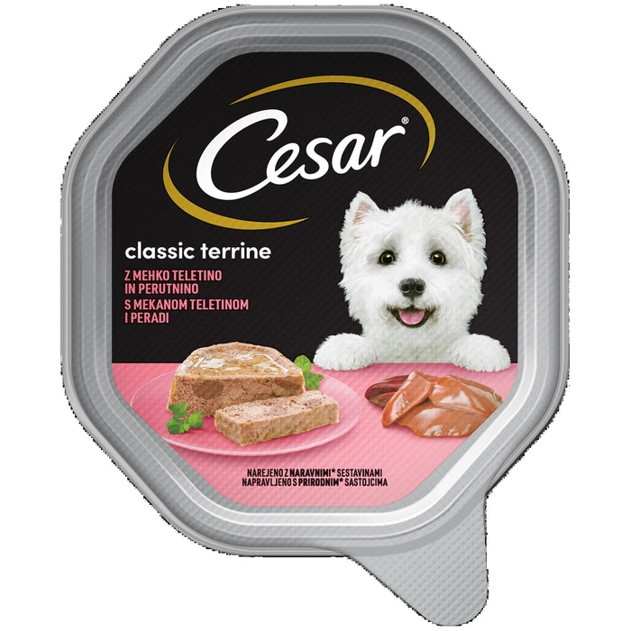 CESAR, aluminijasta posodica, govedina in jetra, 150g