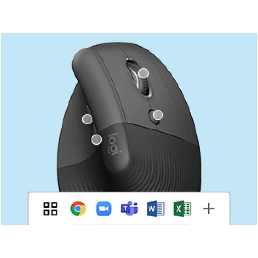 Miš brezžična + Bluetooth Logitech Lift Vertical za levičarje 4000DPI ergonomična grafitna (910-006474)