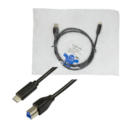 Kabel USB-C => USB-B 3.2 Gen1x1 A 1,0m Logilink - črn (CU0162) EOLS-P