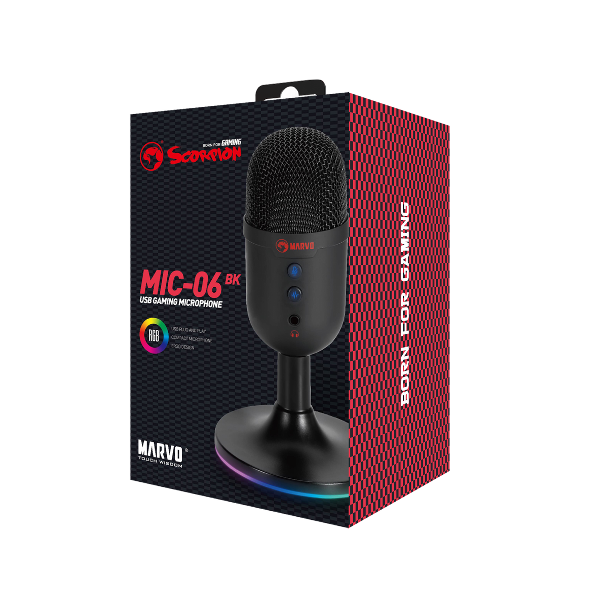 MARVO MIC-06 RGB BK MIKROFON ČRNE BARVE