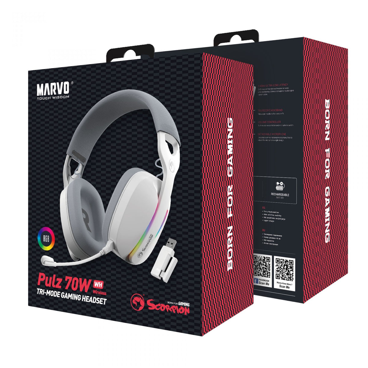 MARVO HG9086W WH BREZŽIČNE SLUŠALKE bele barve