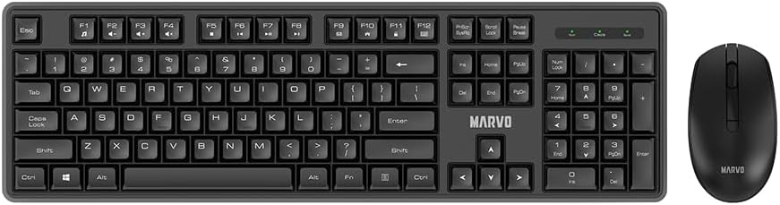 MARVO OFFICE WS005 HR WH brezžični komplet tipkovnice in miške črne barve - SLO/HR LAYOUT