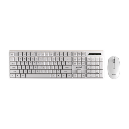 MARVO OFFICE WS005 HR WH brezžični komplet tipkovnice in miške bele barve - SLO/HR LAYOUT
