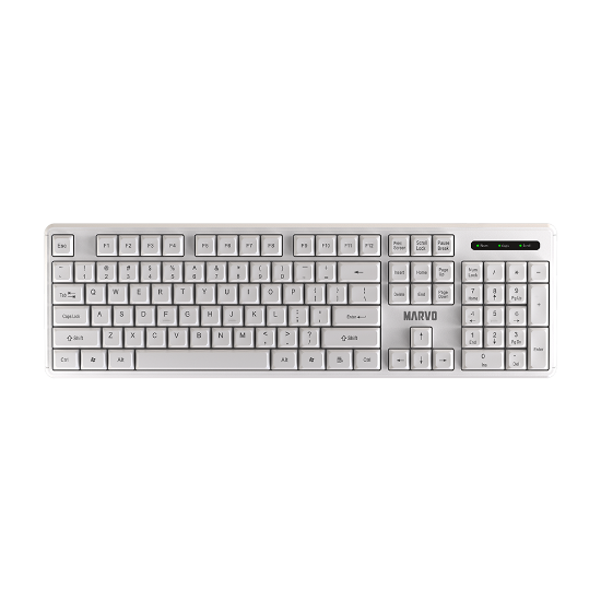 MARVO OFFICE WS005 HR WH brezžični komplet tipkovnice in miške bele barve - SLO/HR LAYOUT