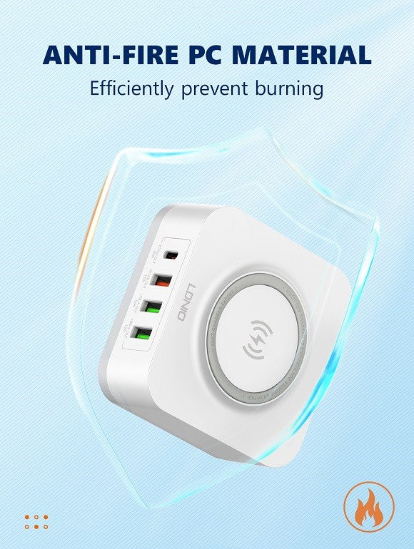 LDNIO CHARGER 4 PORT (3A1C) 30W 5V 3A WIRELESS 18W 5V 3A AW004 BREZŽIČNI POLNILEC