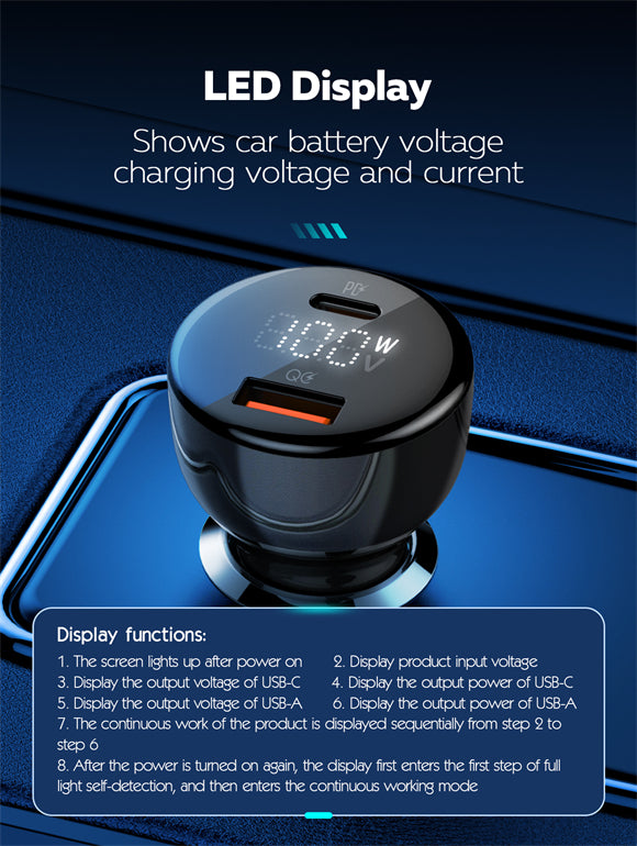 LDNIO CAR CHARGER 2 PORT (1A1C) 100W 5V 3A C101 AVTO POLNILEC