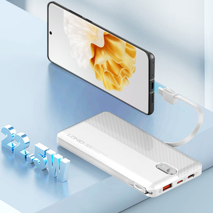 LDNIO POWER BANK 10000mAh 22,5W 5V 3A 1 PORT (1A) + 2 CABLE (1C1L) PQ13
