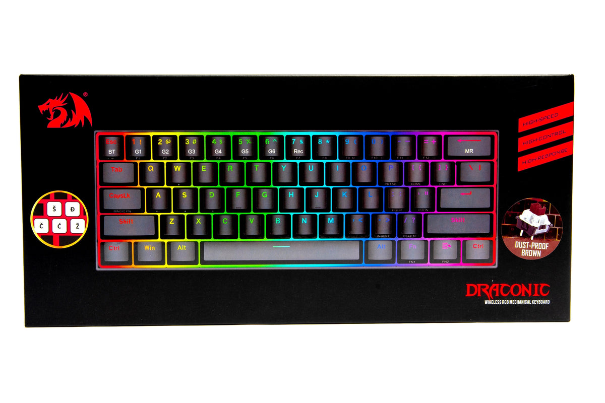 REDRAGON DRACONIC K530 RGB MEHANIČNA TIPKOVNICA SLO/CRO, RJAVA STIKALA