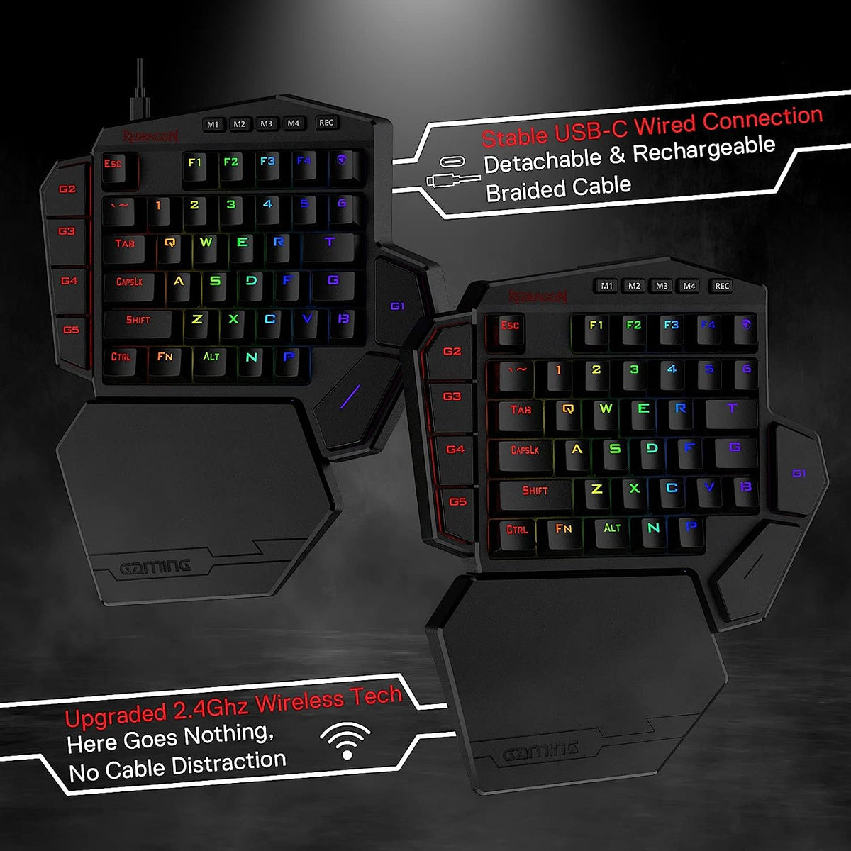 REDRAGON DITI ELITE K585RGB-KS BREZŽIČNA MEHANSKA TIPKOVNICA - RJAVA STIKALA
