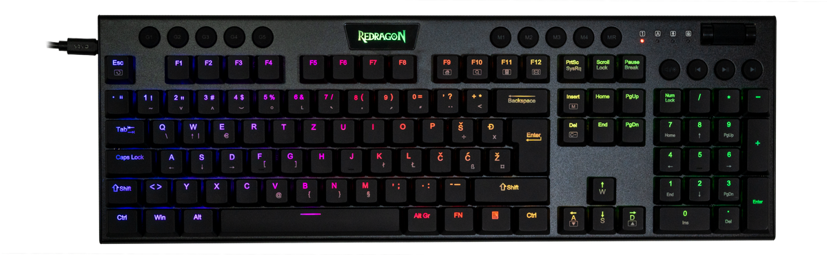 REDRAGON HORUS K619-RGB žična mehanska tipkovnica, rdeča stikala SLO/HR