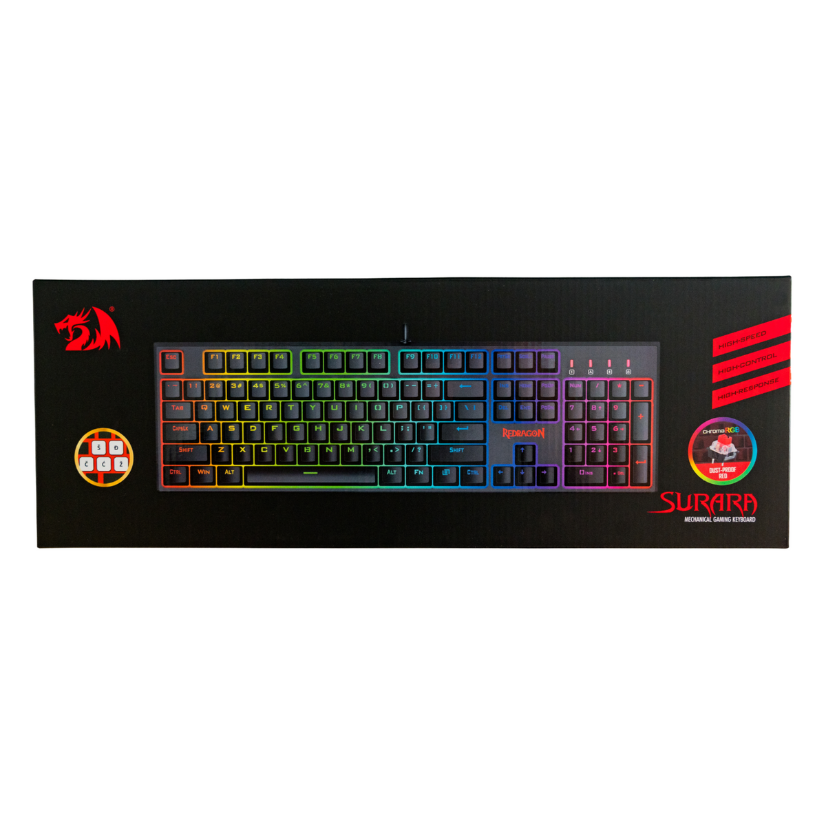 REDRAGON SURARA K582 RGB MEHANSKA TIPKOVNICA SLO/CRO, RDEČA STIKALA