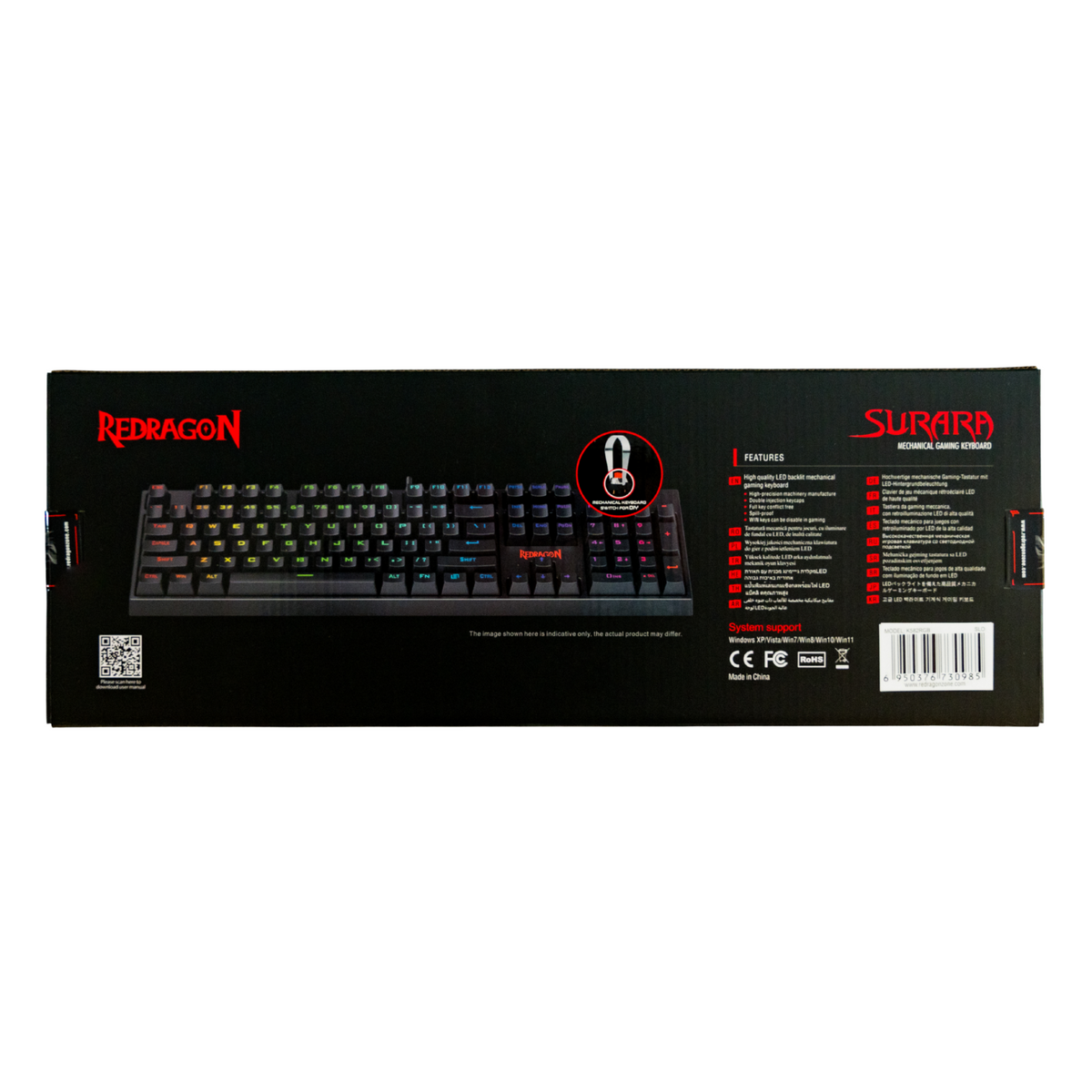 REDRAGON SURARA K582 RGB MEHANSKA TIPKOVNICA SLO/CRO, RDEČA STIKALA