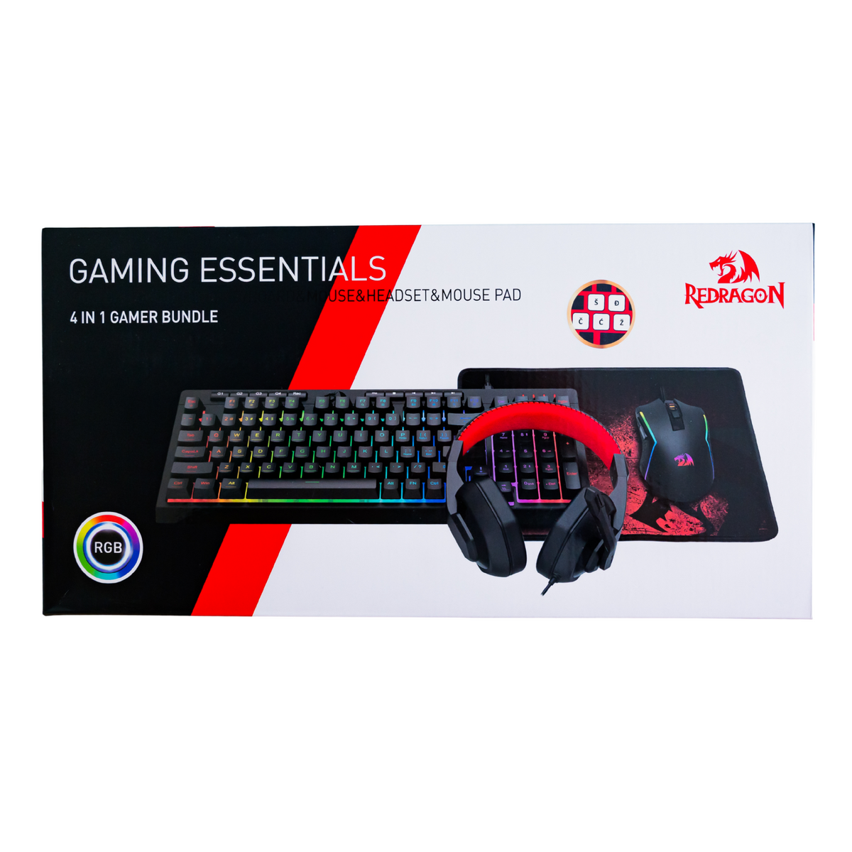 REDRAGON COMBO S149-BA SET (4in1) TIPKOVNICA SLO/CRO, MIŠKA, SLUŠALKE IN PODLOGA