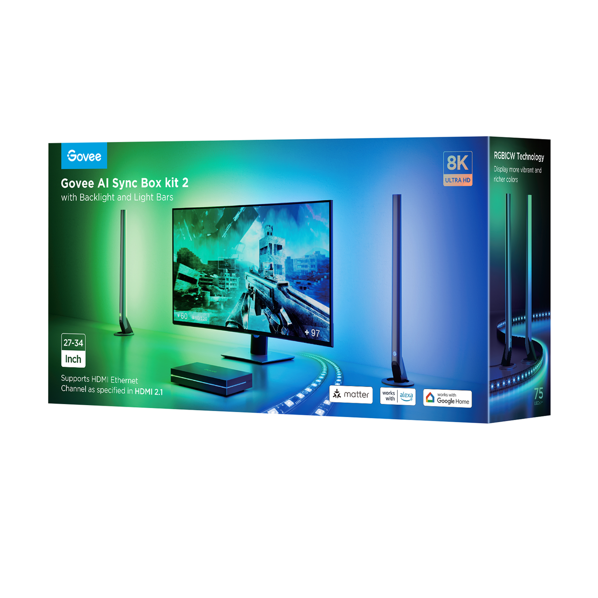GOVEE Smart AI Sync Box Kit 2 PC LIGHTNING KIT 24-27