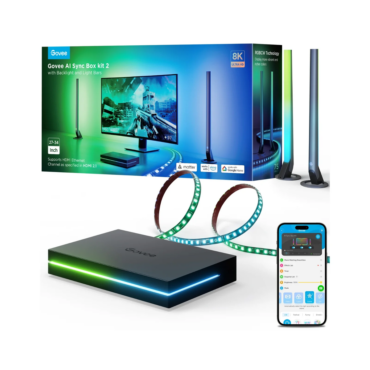 GOVEE Smart AI Sync Box Kit 2 PC LIGHTNING KIT 24-27