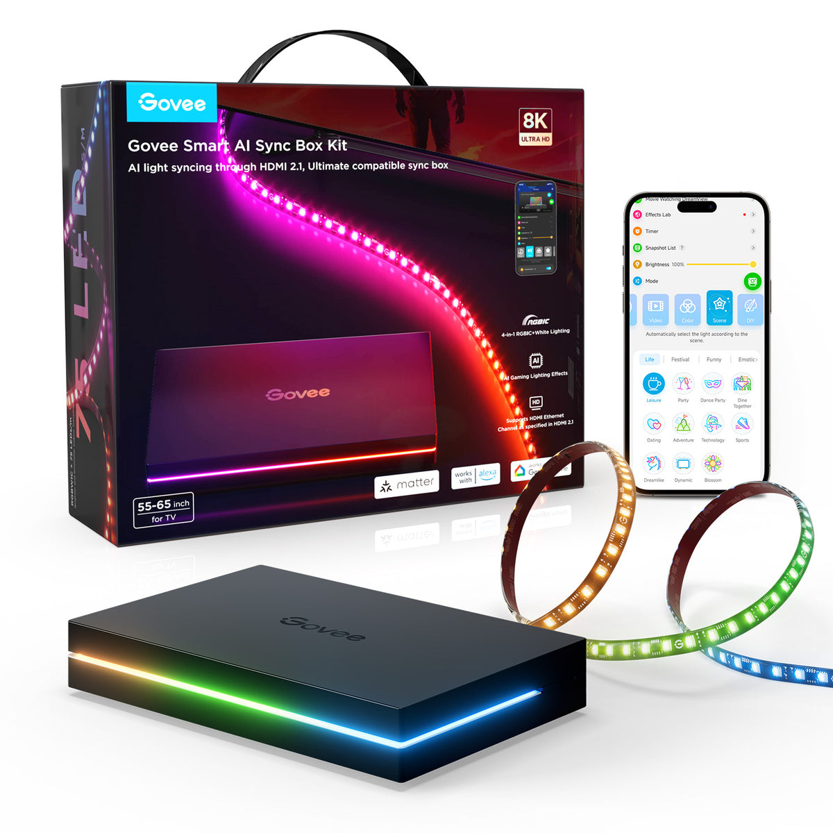 GOVEE Smart AI Sync Box Kit 2 55-65