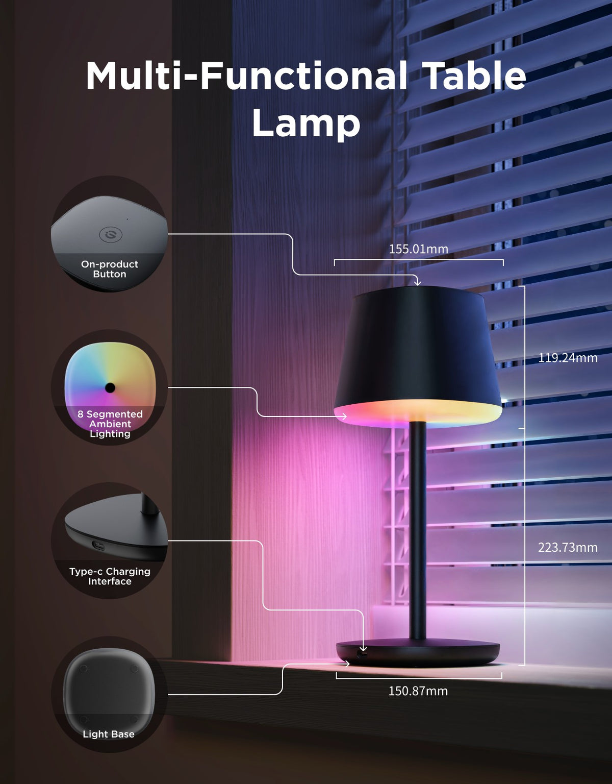 GOVEE TABLE LAMP WITH BATTERY