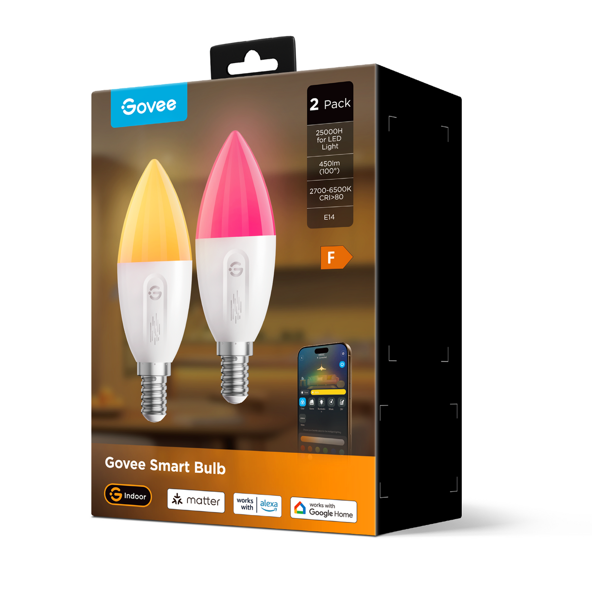 GOVEE RGBWW Smart LED Bulb E14 450LM 2 Pack