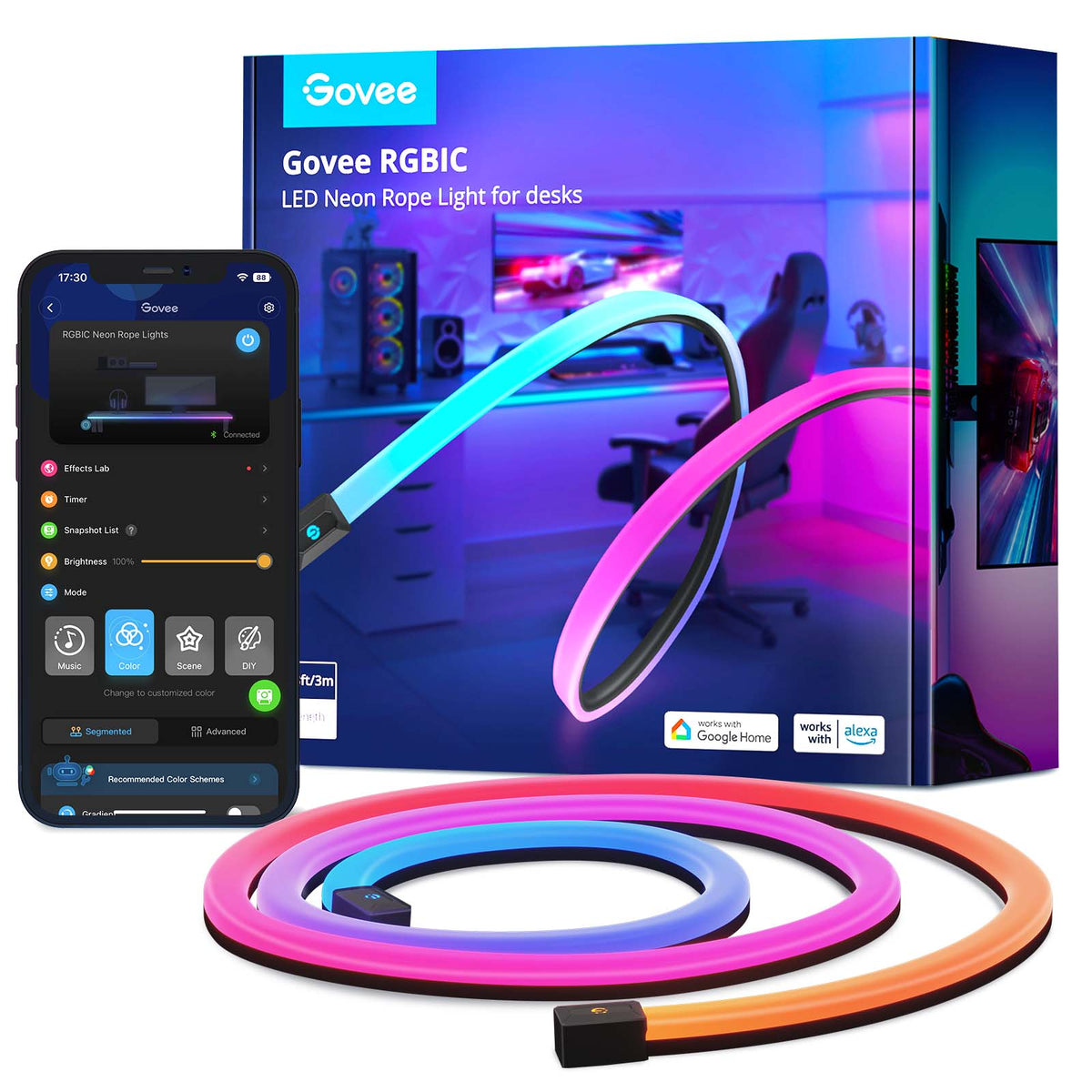 GOVEE RGBIC LED Neon Rope Lights for Desks 3m