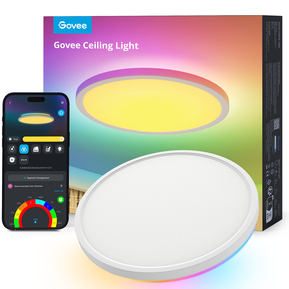 GOVEE RGBWW + RGBIC Smart Ceiling Light 30cm