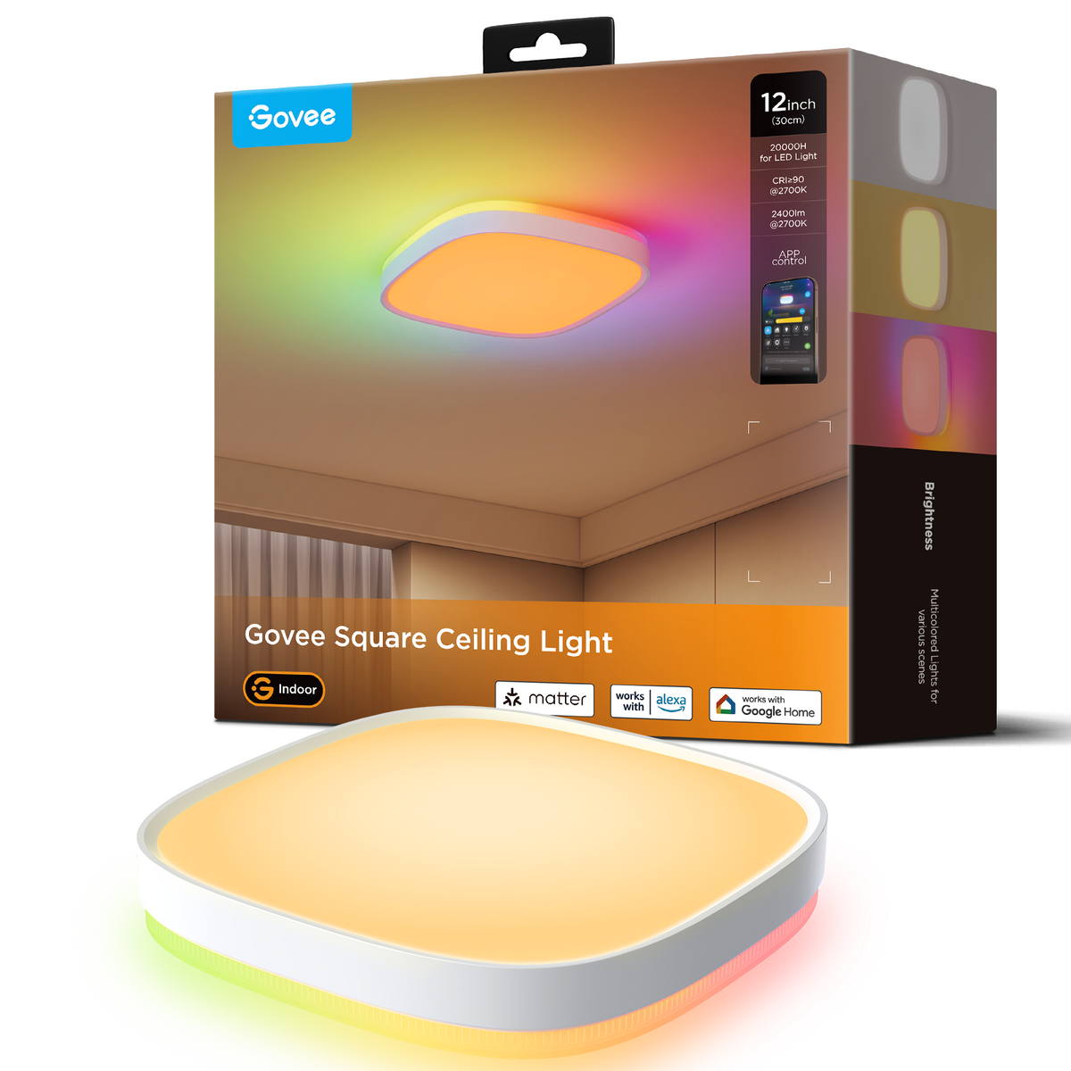 GOVEE RGBWW + RGBIC Smart Square Ceiling Light 30cm
