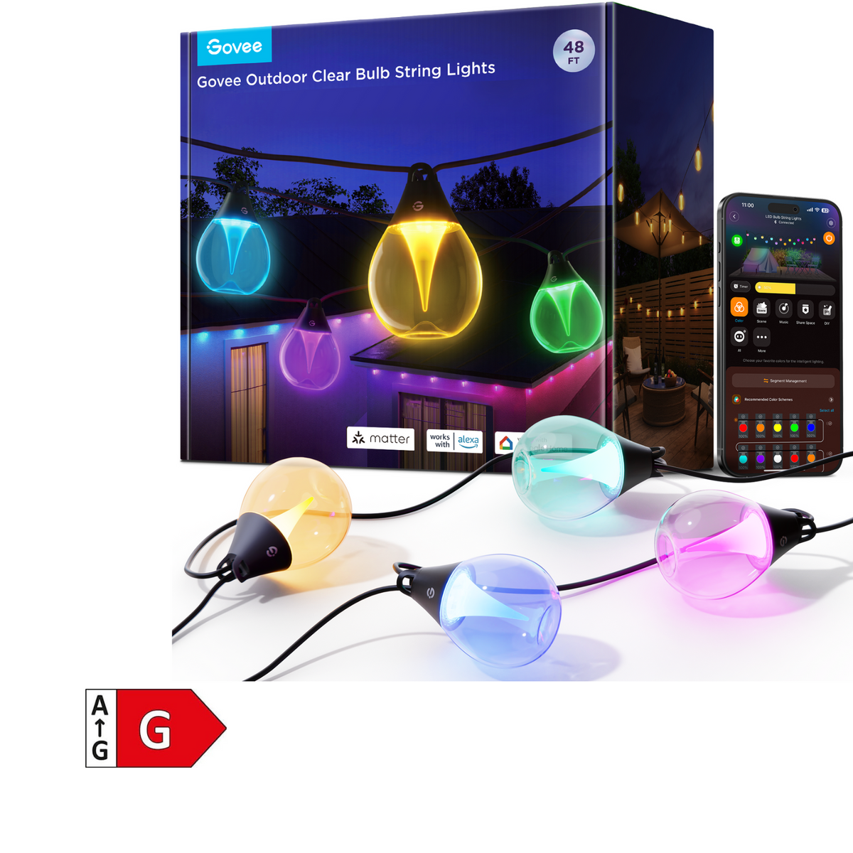 GOVEE Outdoor Clear Bulb String Lights - 15m